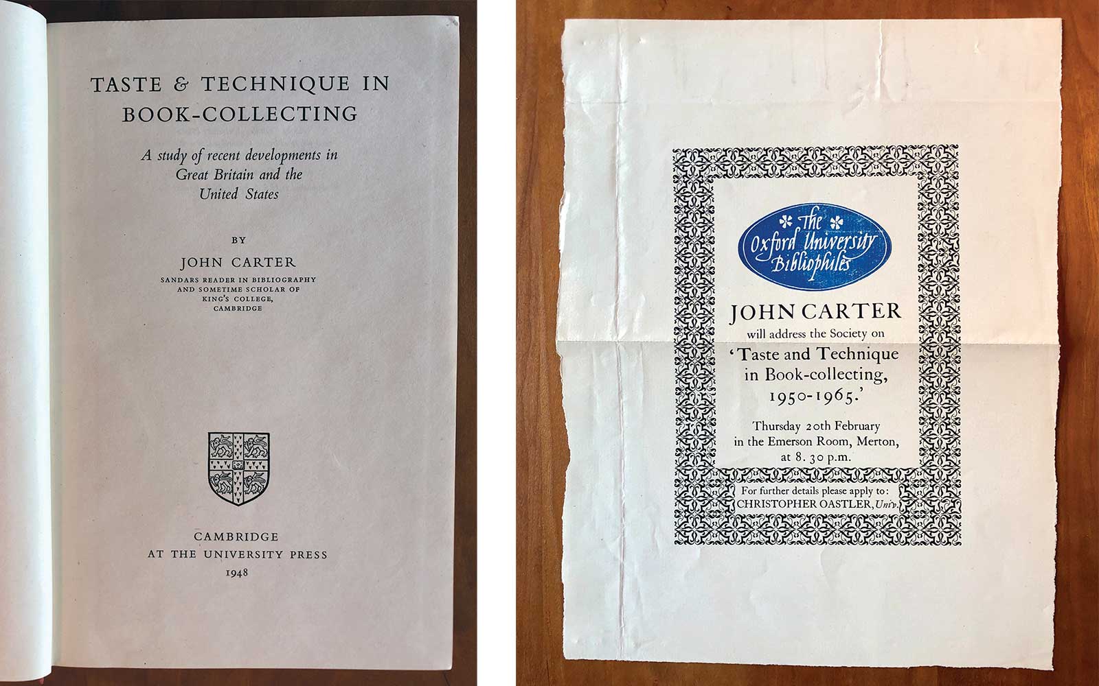 The title page of the first edition of Taste &amp; Technique