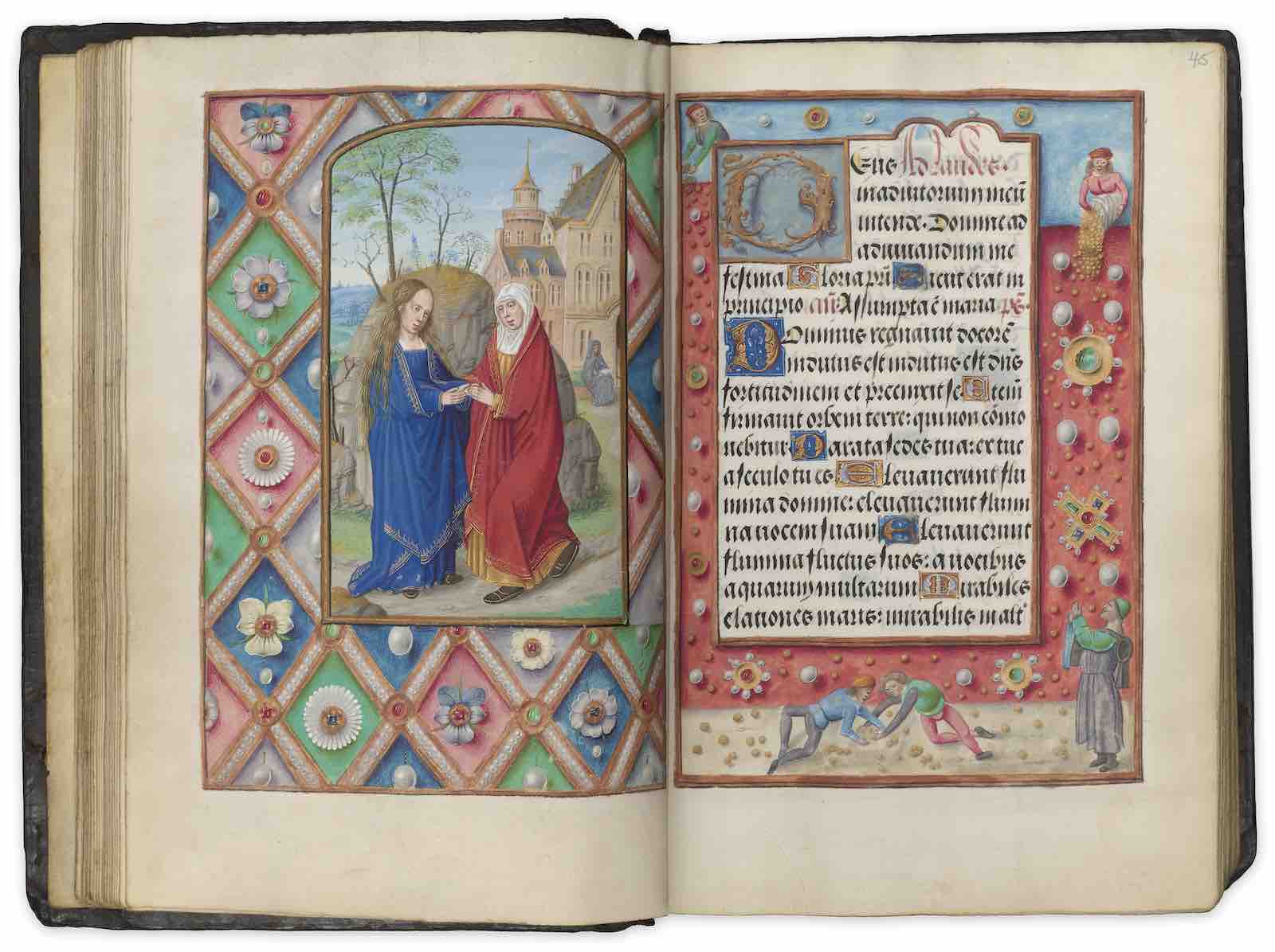 Visitation and Shower of Coins, Book of Hours illuminated by the Master of Sir George Talbot Belgium, Bruges, ca. 1500 , New York.