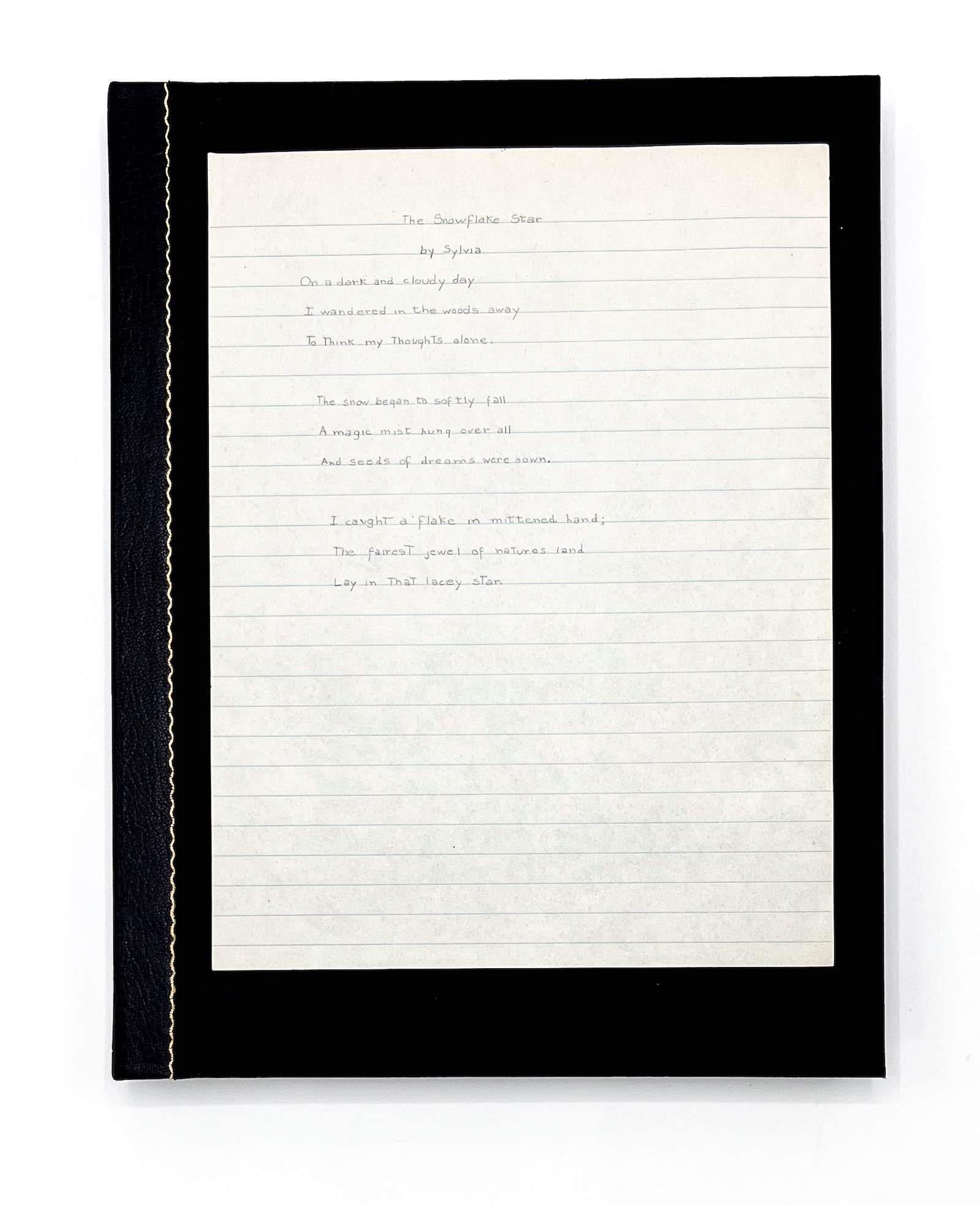 An original autograph manuscript of one of Plath’s earliest poems, The Snowflake Star, completed in early 1945, just before she turned 14. $45,000.