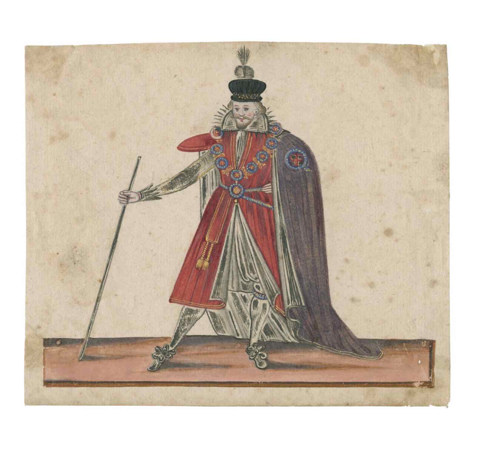 Knight of the Order of the Garter: Royal, military and court costumes of the time of James I, probably by an Italian artist, early 17th century