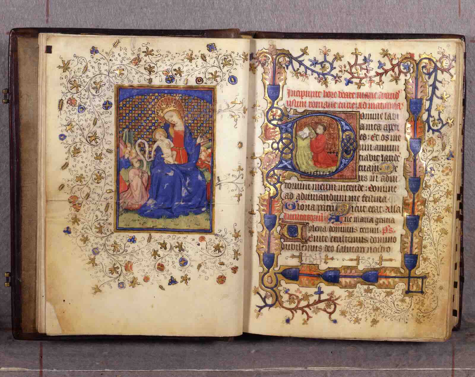 A Male Patron’s Vision with the Virgin Mary and Christ Child, Book of Hours, Belgium (Ghent), 2nd quarter of the 15th century. Ink, paint, and gold on parchment.