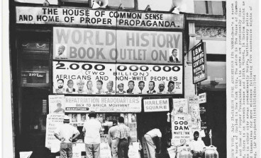 The March 19 auction includes this exterior wire photograph view of Lewis Michaux's African National Memorial Bookstore, a Harlem institution from 1932 to 1974 (New York, July 23, 1964)