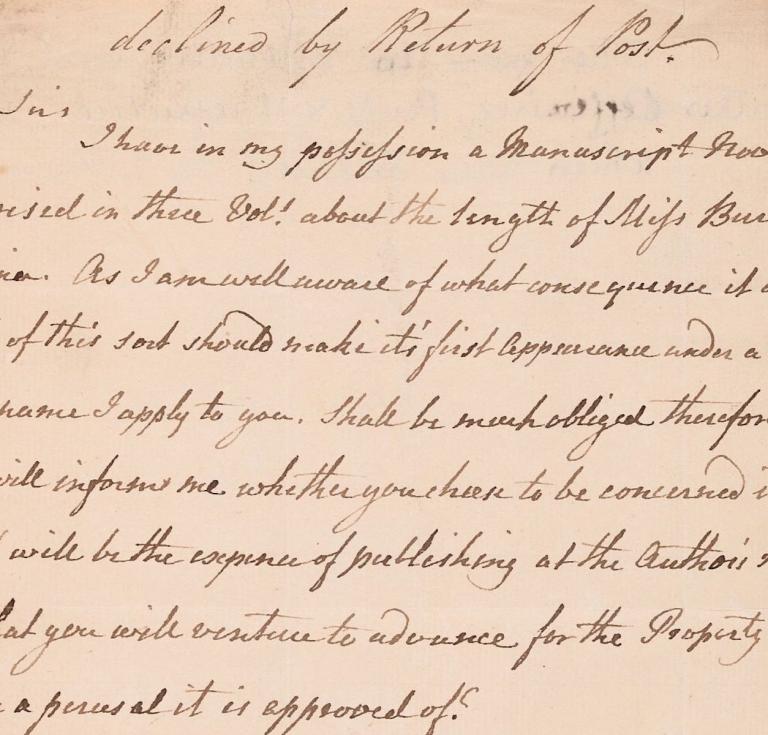 George Austen letter about Pride and Prejudice