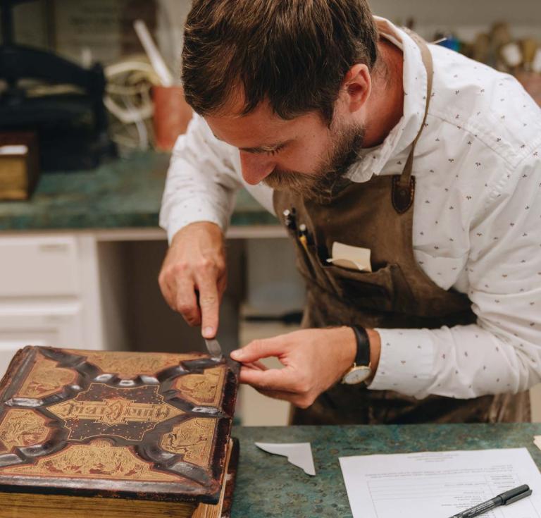 The bindery at the Charleston Library Society