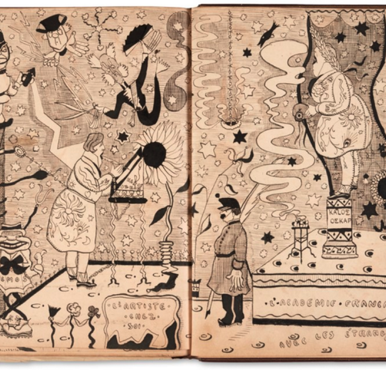 Opening from Oscar Wilde's "Salome" with illustrations by Max Beerbohm.