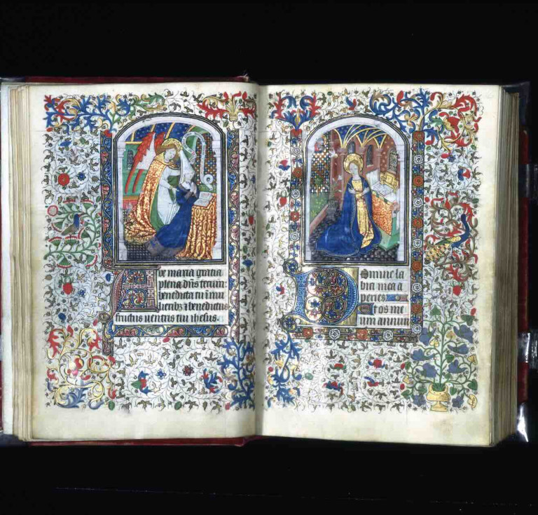 The Annunciation Featuring the Book’s Female Patron, Book of Hours, Belgium (Hainaut), ca. 1450‒1460. Ink, paint, and gold on parchment.